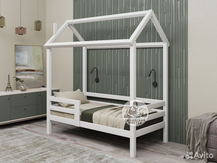 Детская кровать домик натуральный цвет