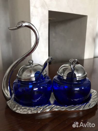 Винтажный набор кобальтовое стекло