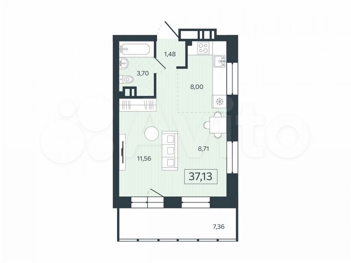 1-к. квартира, 37,1 м², 5/24 эт.