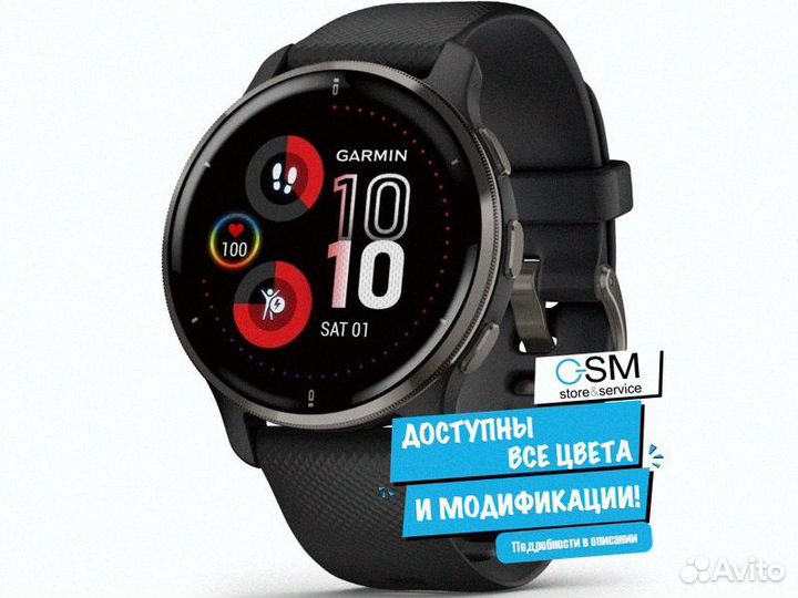 Умные часы Garmin Venu 2 Plus Wi-Fi, с черным