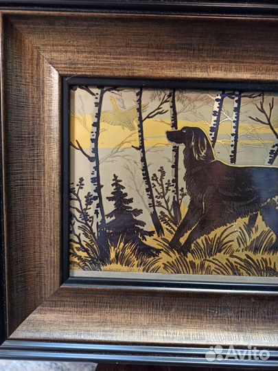 Гравюра по металлуСеттеры,охота на пернатую дичь