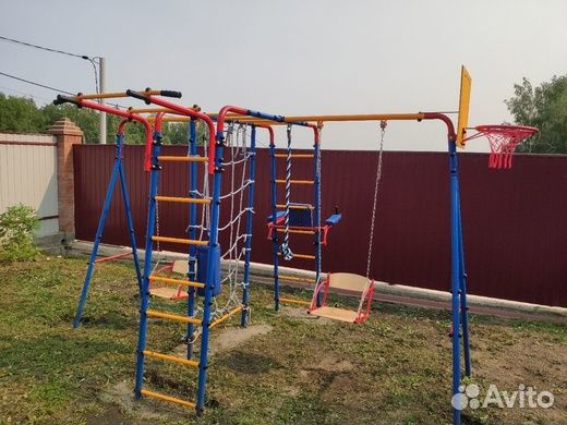Спорт площадка-качели, турник/брусья,сетка,баскет