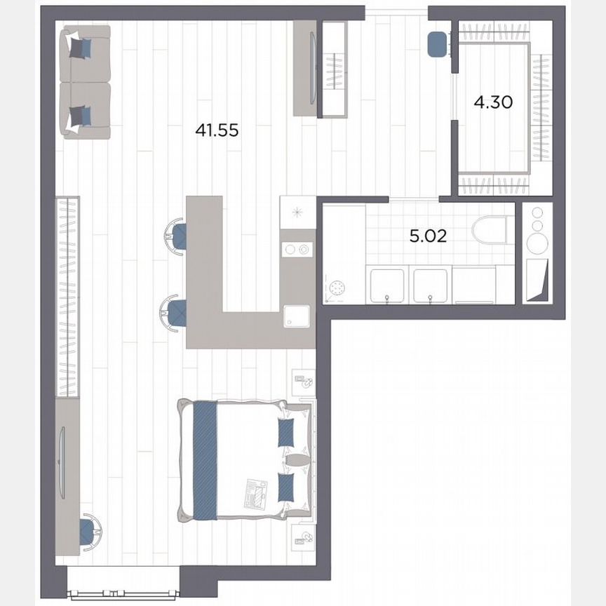 Апартаменты-студия, 50,9 м², 11/14 эт.