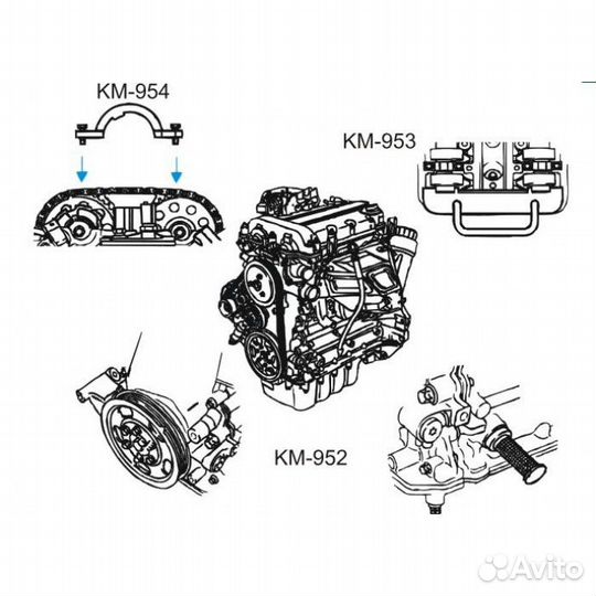 Фиксаторы для замены цепи opel 1.0/1.2/1.4л