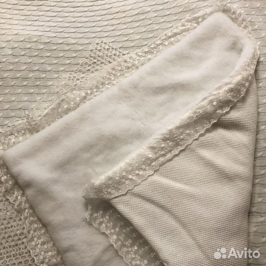 Вязанный меховой конверт-одеяло на выписку
