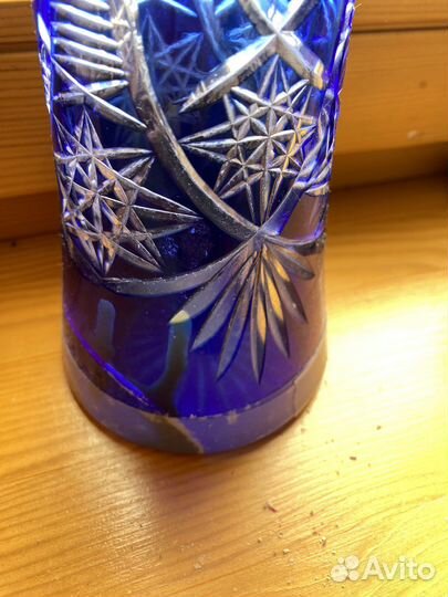 Ваза синий хрусталь