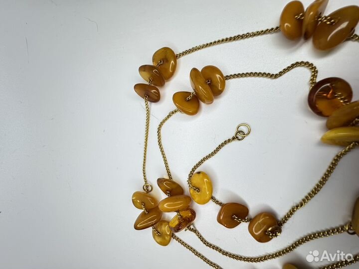 Бусы цепь янтарь