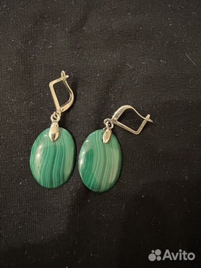Серьги серебро с малахитом