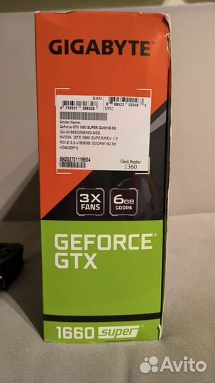Видеокарта gigabyte gtx 1660 super 6gb