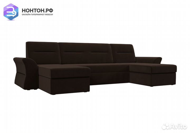 Диван п-образный дельфин Клайд микровельвет коричн
