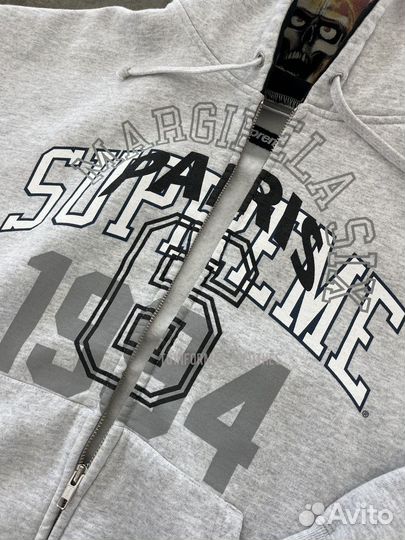 Зип худи supreme maison margiela с черепами серое