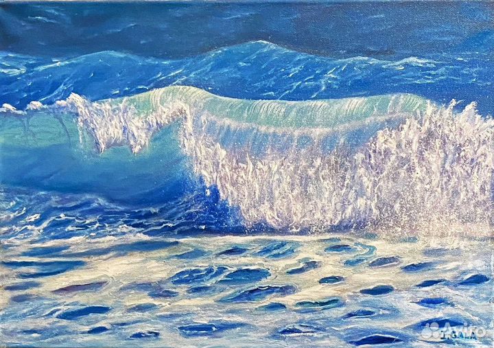 Картина с волнами масло на холсте море 38x55