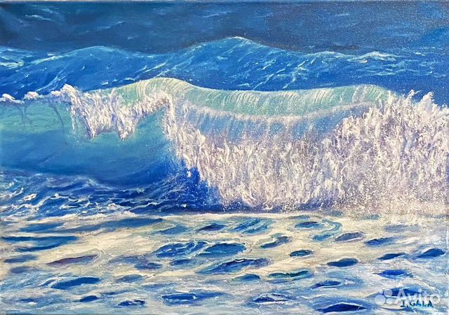 Картина с волнами масло на холсте море 38x55