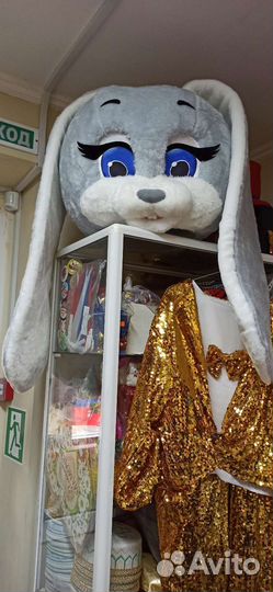 Ростовая кукла Зайка Хрумка серый и аксессуары