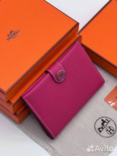 Кошелёк Hermes натуральная кожа розовый
