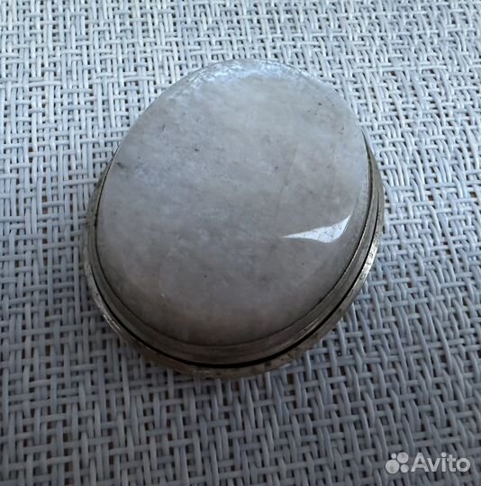 Брошь беломорит серебро патина винтаж