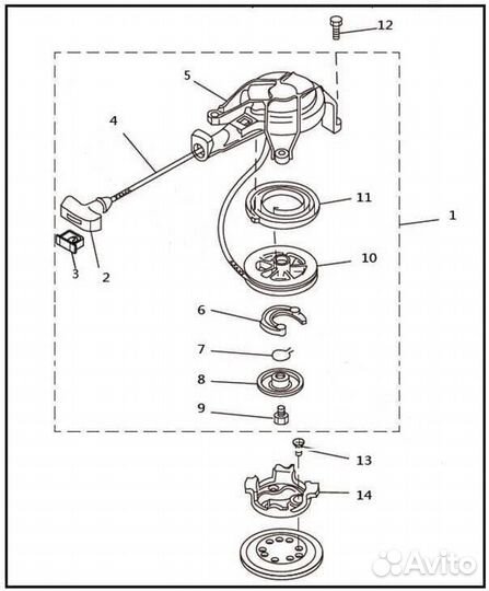 Ручной стартер Yamaha (Ямаха) 2.5 л.с 4 такта