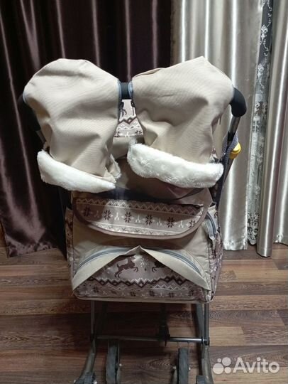 Детские санки коляска с колесами бу