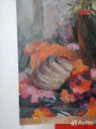 Картина маслом натюрморт с рябиной 50х70