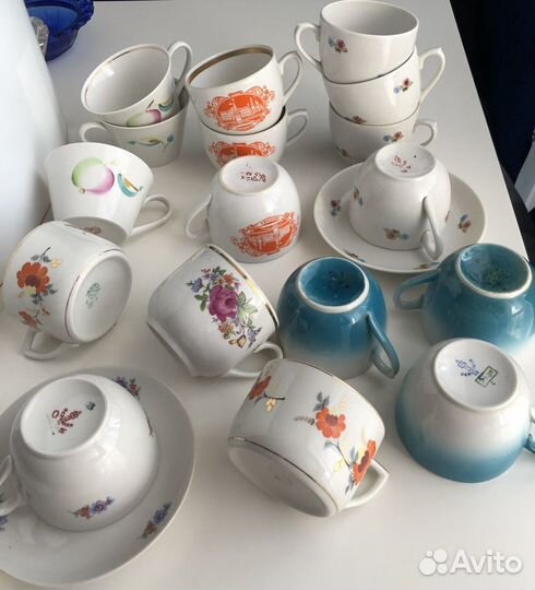 Сервиз СССР чайный чашки пары чайник редкие