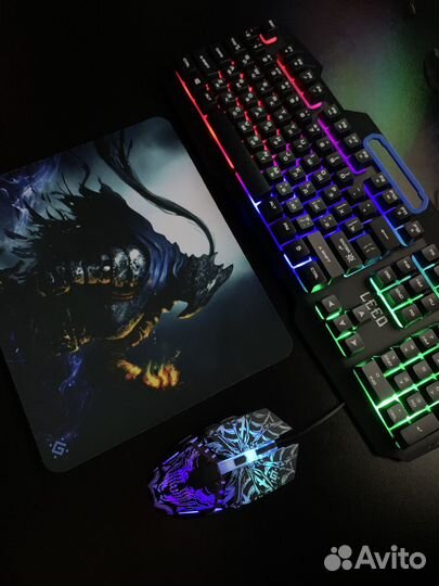 Игровой набор Клавиатура+Мышь+Коврик 3в1 для пк