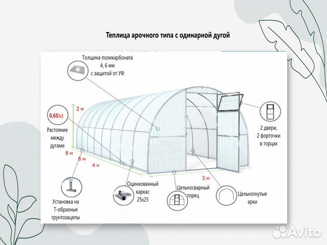 Теплица усиленная дуга