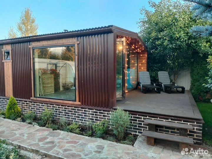 Баня 7х5 с террасой Барнхаус BY-9018