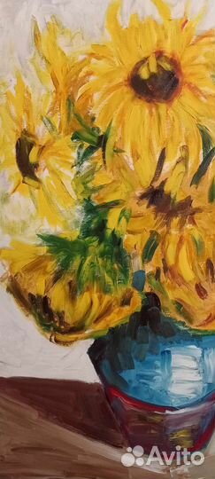 Картина маслом на холсте Подсолнухи