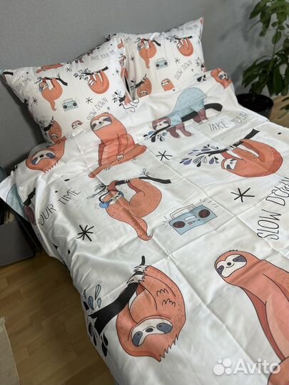 Белье постельное ленивец мако сатин (египт хлопок)
