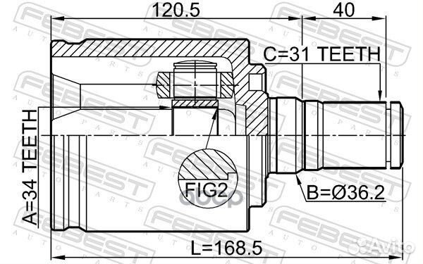 ШРУС внутренний левый 34x36.2x31 ssang yong NEW
