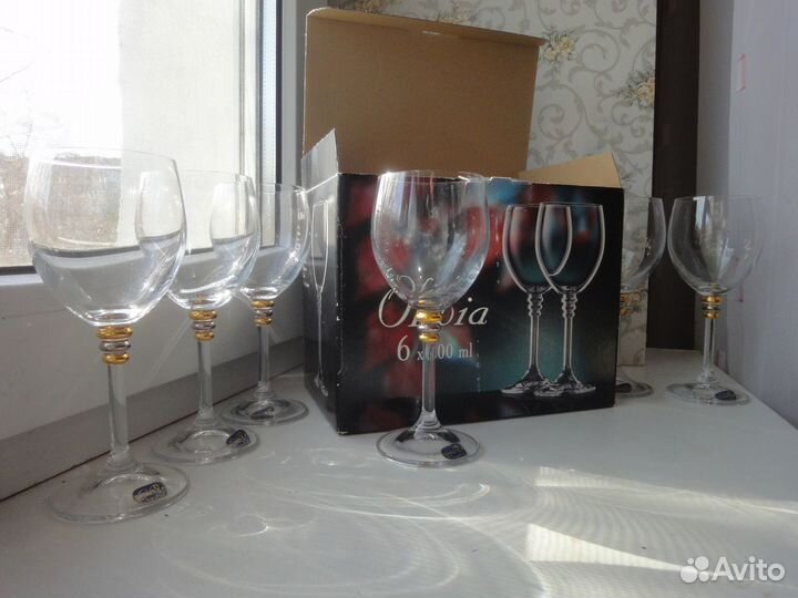 Бокалы Чехия Оливия новые 200 мл 6 штук в коробке
