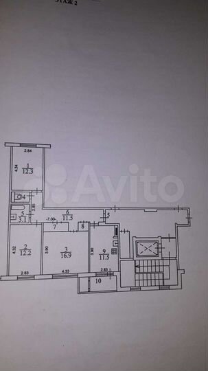 3-к. квартира, 73 м², 2/10 эт.