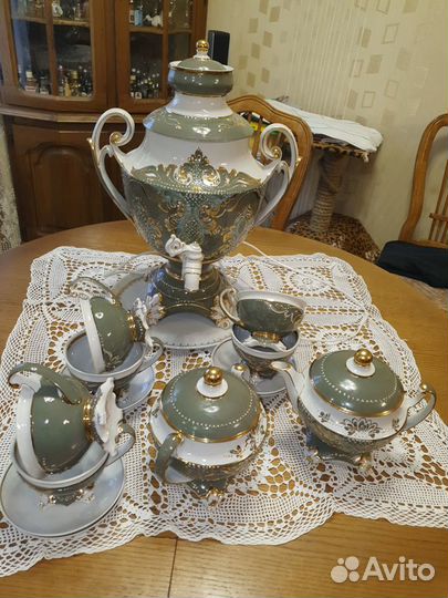 Керамический Чайный сервиз с самоваром