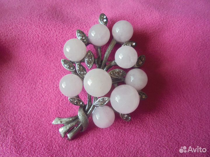 Брошь натур яшма варисцит кварц Китай