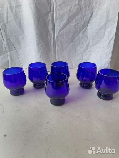 Рюмка богемия синие стекло набор СССР