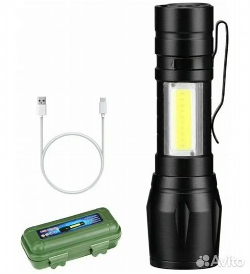 Фонарик ручной светодиодный USB аккумуляторный