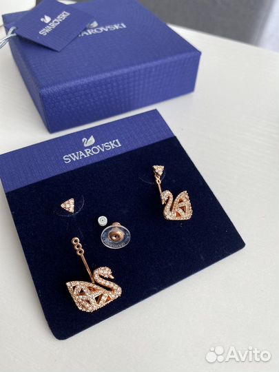 Серьги Swarovski лебеди