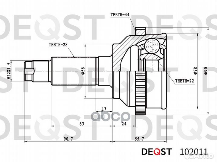 ШРУС наружний KIA spectra (FB) 00-11 102011 deqst