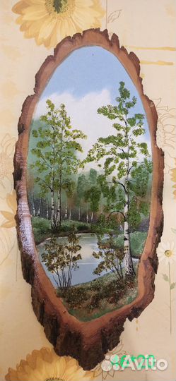 Картина на срезе дерева 4 шт. в наличии