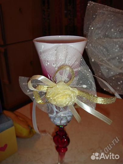 Новое украшение для свадебных бокалов