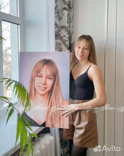 Портрет по фото на холсте на заказ для близких