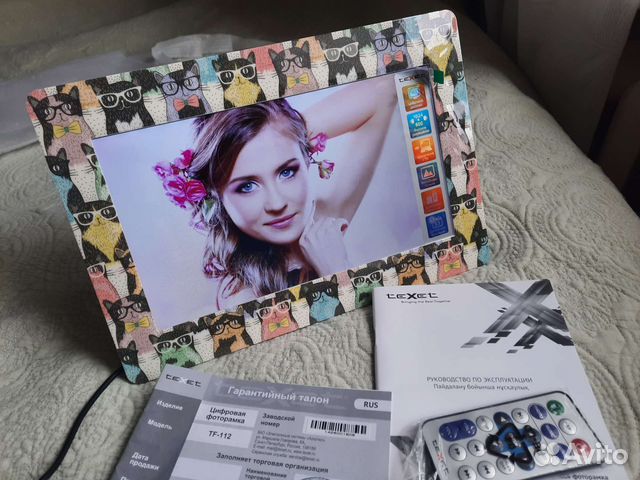 Цифровая фоторамка новая 6в1 музыка часы котики