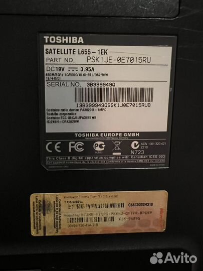 Ноутбук Toshiba satellite L655-1EK