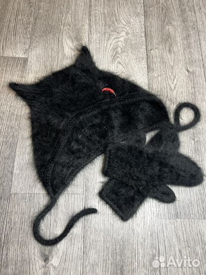 Шапка с ушками капор варежки