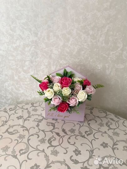 Букет конверт из мыльных роз