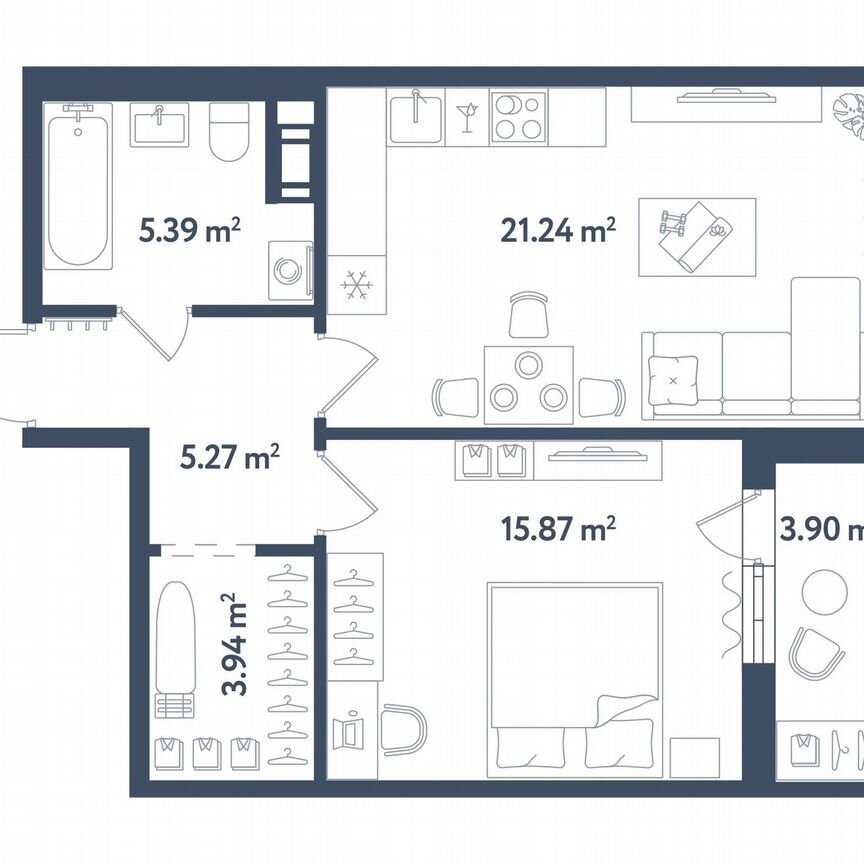 1-к. квартира, 53,7 м², 10/11 эт.