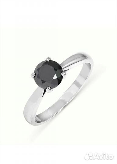 Кольцо с черным бриллиантом 1,3 ct