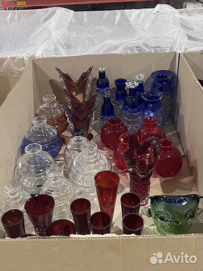 Вазы СССР цветное стекло винтаж,оптом,скидки