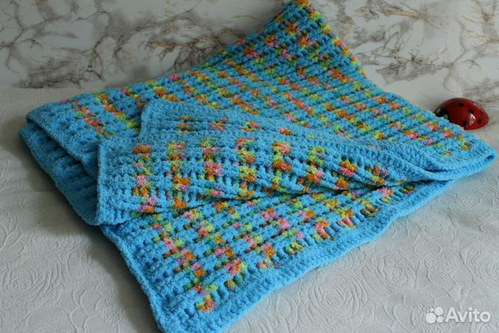 Детский плюшевый плед Радуга (ручная работа)