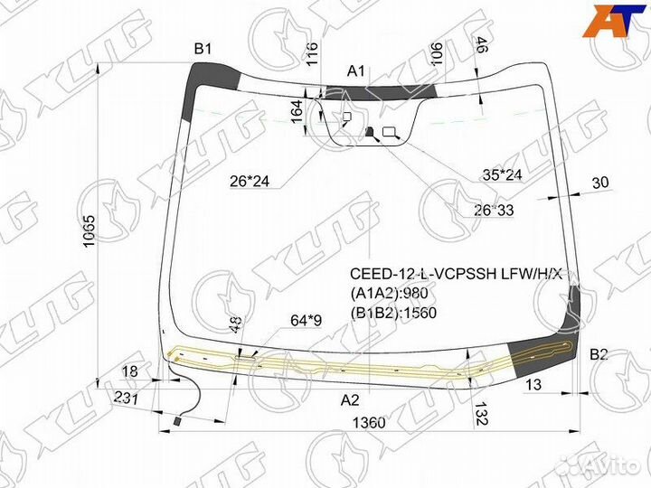 Лобовое стекло на Kia Ceed 12-18г